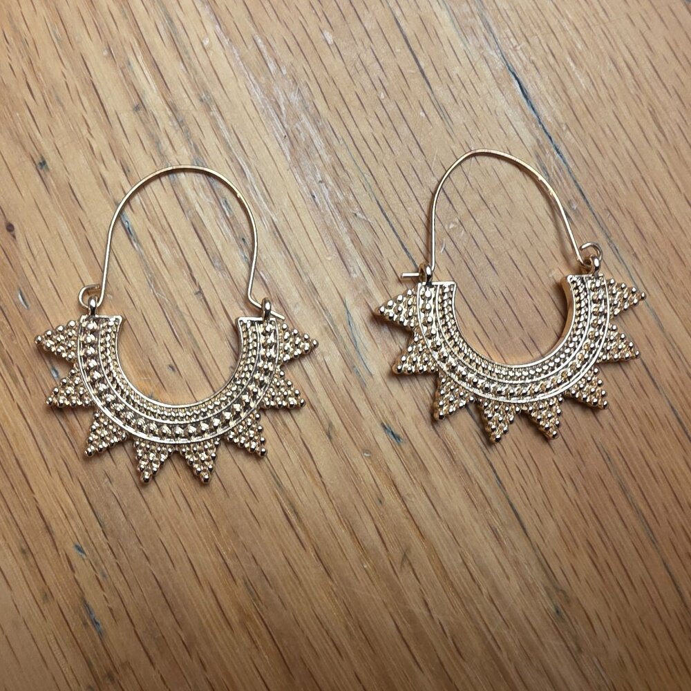 Etsy Gold Tone Bohemian Style Sunrise Earrings